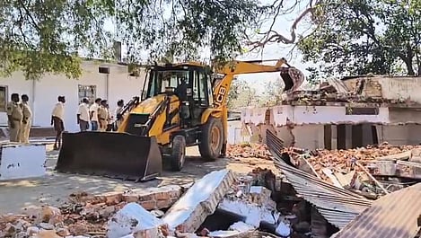 Forest and police officials have demolished unauthorized constructions at Sri Avadhuta Kashinayana Jyoti Kshetram in the Nallamala forest area