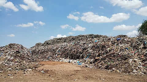 It is estimated 2 lakh cubic metres of waste has accumulated on the 28-acre dump yard located at Chekkadi 