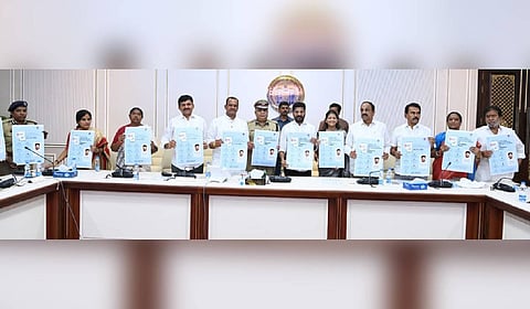 CM A Revanth Reddy launched T-safe, India's first ride-monitoring service by police, along with DGP Ravi Gupta and ADG Women Safety Wing Shikha Goel.