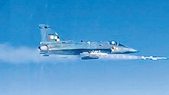 The Astra missile being fired from Tejas fighter jet off Odisha coast