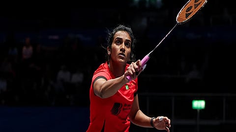 The two-time Olympic medallist went down 14-21 13-21 in 38 minutes against the 23-year-old Korean, who clinched gold at the Paris Games. 