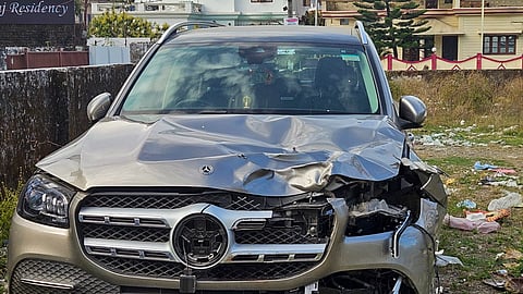 The Mercedes car that hit four workers resulting in their deaths, in police custody in Dehradun, Thursday, March 13, 2025. The incident took place Wednesday night.