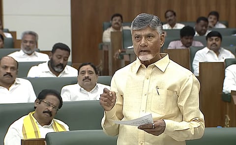CM Nara Chandrababu Naidu the assembly session. 