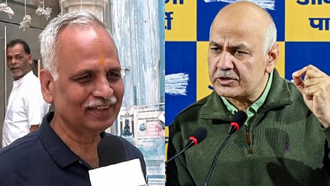 AAP leaders Satyendar Jain (L) and Manish Sisodia