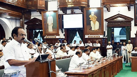 Tamil Nadu Finance Minister Thangam Thenarasu presents the state's budget for 2025–26 in the Assembly on Friday, March 14, 2025.