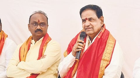 TTD Chairman BR Naidu addressing the media.