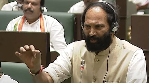 Irrigation Minister Uttam Kumar Reddy speaks during the Assembly on Thursday.