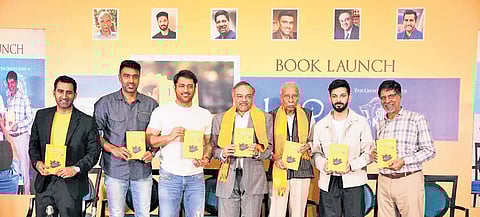 Former India cricketers Ravichandran Ashwin, MS Dhoni and Kris Srikkanth attended PS Raman’sbook launch event with music director Anirudh Ravichander 