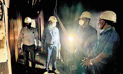 An  inspection under way at the Thoothukudi plant on Monday 