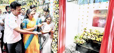 Deputy Chief Minister Udhayanidhi Stalin inaugurating the renovated GCC Park near MOP Vaishnav College for Women in Nungambakkam on Monday 