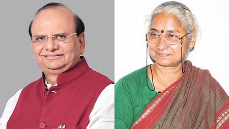 Delhi L-G VK Saxena (L) and activist Medha Patkar.
