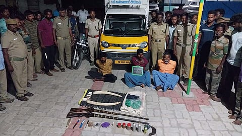 Three persons have been arrested and remanded for the poaching of a tusker, whose carcass was found near Neruppur in Pennagaram forest range earlier this month.