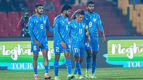 Indian players afer winning 3-0 against Maldives.