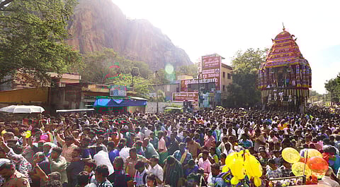The rituals began at 3:45 am and the holy water was taken in a procession to the top of the rajagopuram for the consecration at 5:30 am.