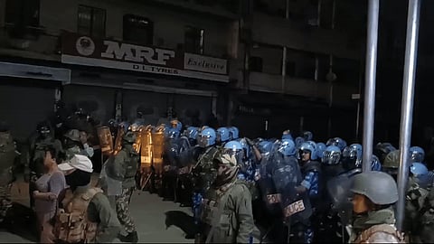 Security forces patrol Churachandpur, Manipur, maintaining vigil after clashes between tribal groups on Tuesday night.