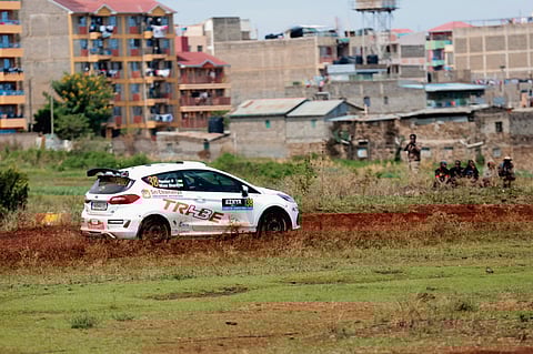 Naveen Pulligilla and Musa Sharif’s Ford Fiesta Rally 3 car at the World Rally Championship on Thursday