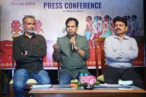 (L-R) Suman Vaidya, NSD festival Controller, Chittaranjan Tripathy, director of NSD, Pradeep Kumar Mohanty, registrar, NSD