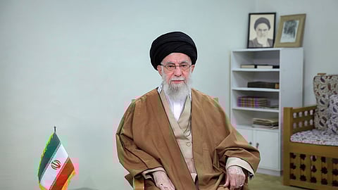 Iran's supreme leader Ayatollah Ali Khamenei addresses the nation in a televised speech in Tehran, Iran, Thursday, March 20, 2025.