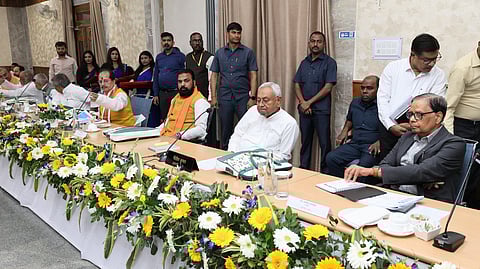 Bihar Chief minister Nitish Kumar, along with other members at the meeting of the 16th Finance Commission in Patna, Bihar.
