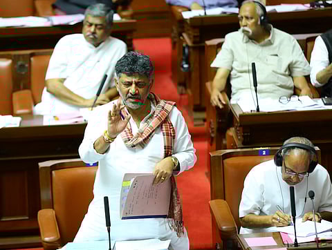 Dy CM DK Shivakumar at council session at Vidhna Soudha in Bengaluru on Thursday.