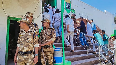 In this picture from March 21, 2025, devotees are seen arriving to offer prayers at the Shahi Jama Masjid in Sambhal amid tight security during the holy month of Ramzan. 