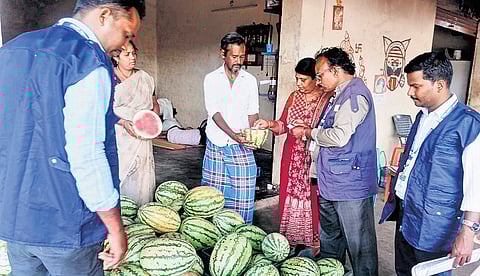 District FSSAI officials conducting raids on various roadside shops in Dharmapuri on Saturday 