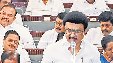 CM M K Stalin addressing the Assembly on Monday 