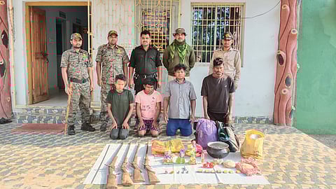 Four arrested poachers with country-made guns, explosives.