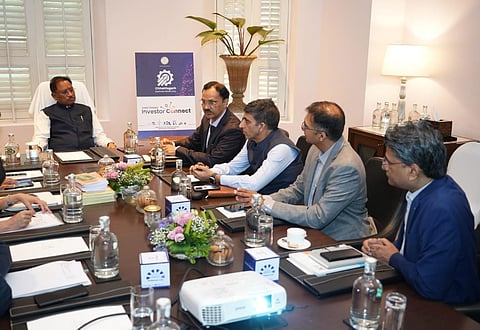Chhattisgarh Chief Minister Vishnu Deo Sai with others during 'Chhattisgarh Investor Connect', in Bengaluru, Karnataka, Wednesday, March 26, 2025.
