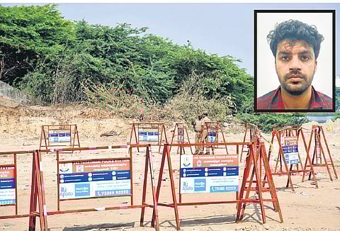 Jaffar Gulam Hussain Irani (inset) fired twice at the police before he was killed near Taramani railway bridge on Wednesday 