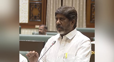 Deputy Chief Minister Mallu Bhatti Vikramarka makes a point during the discussion on the Demands for Grants for fiscal year 2025–26, in the Assembly on Wednesday