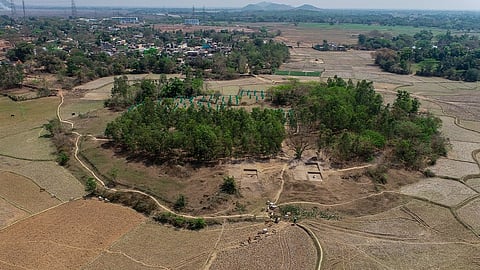 Bird-eye view of a Nara Huda excavation site in Tirimal village.