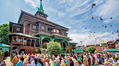 Women praying at  the Khanqah-e-Moula shrine in the Old City of Srinagar