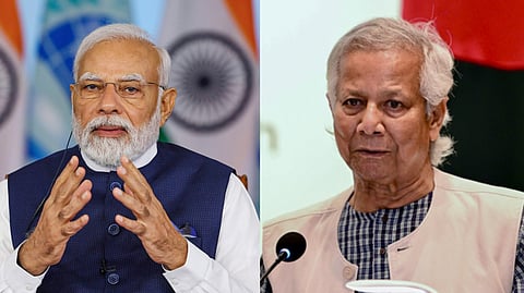 Prime Minister Narendra Modi (L),  Muhammad Yunus
