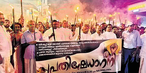 The torch rally organised by Syro Malabar Church in Kothamangalam on Wednesday
