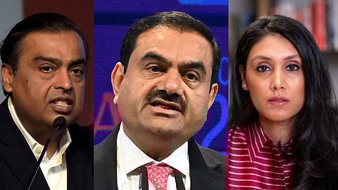 From left - Mukesh Ambani , Gautam Adani and Roshni Nadar