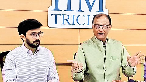 IIM-Tiruchy Director Dr Pawan Kumar Singh addressing the press.