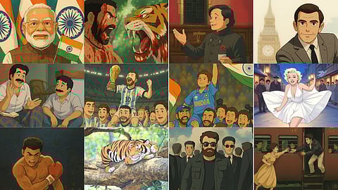 A collage of Studio Ghibli inspired artworks circulating on social media