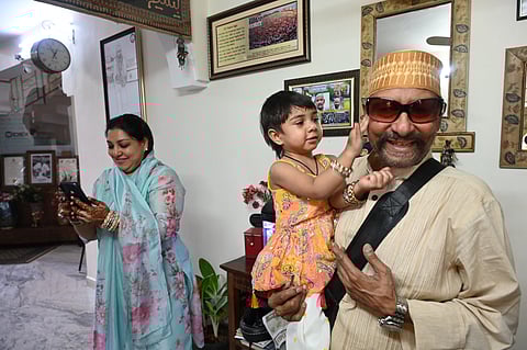 Syed Kirmani, former celebrated India cricketer, part of the 1983 World Cup-winning squad, with daughter Nishath and granddaughter Hiba Sakina Ali