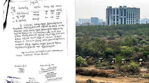 The copy of agreement signed by UoH registrar handing over 400 acres to AP government in 2004 in return for 397 acres in Sy Nos 36 and 37.