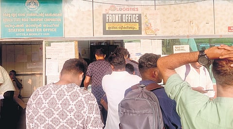 The rush at the KSRTC parcel centre at Vyttila mobility hub.