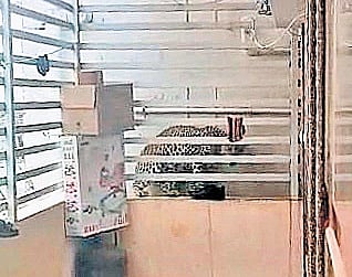 The leopard inside the house in Jigani on Thursday. 