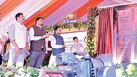 Chief Minister Mohan Charan Majhi at the foundation stone laying ceremony.