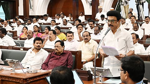 CM Stalin addressing the Legislative Assembly.