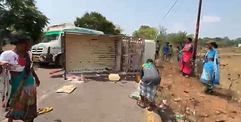 According to reports, the driver lost control of the vehicle and it overturned.