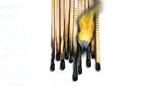 Tension gripped Aurangabad town in Bihar after unidentified miscreants damaged a structure and set fire to the entrance gate of a graveyard at Navadih under the town police limits late on Saturday.