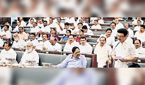 Chief Minister MK Stalin speaking in the Assembly on Monday 