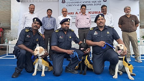 Chennai customs inducts three new dogs to tackle drug menace