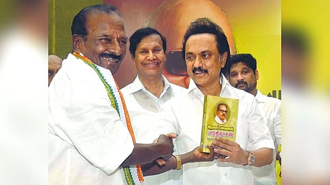 Kumari Ananthan with CM Stalin during a book launch in 2017.