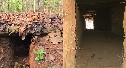 The bunkers used by the Maoists which was discovered by  security forces in the jungles of Kalpaburu under Jaraikele police station in Chaibasa. 